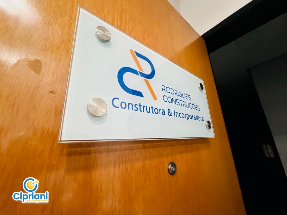 Placa em Vidro para Porta Azul e Laranja, Orçamento 1 Imagem Placa em Vidro para Porta Azul e Laranja, Orçamento 1 Imagem