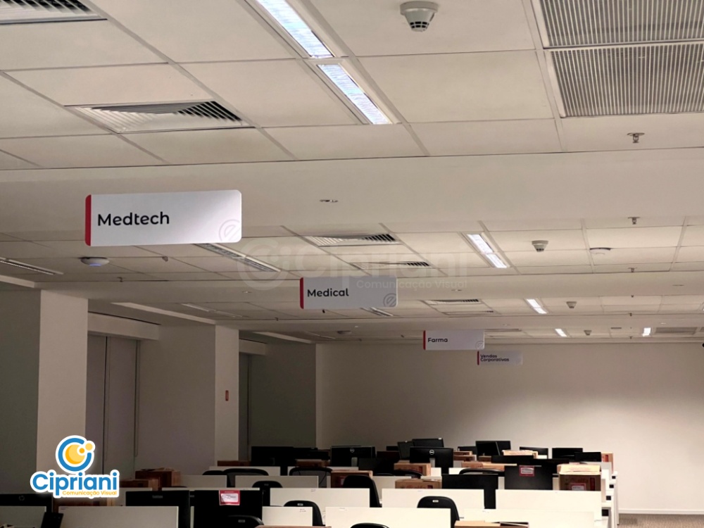 Placas Sinalização de Escritório Vermelho e Branco 1 Imagem Placas Sinalização de Escritório Vermelho e Branco 1 Imagem