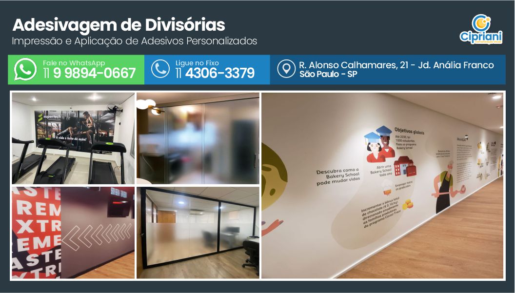 Adesivagem de Divisórias  | Cipriani Comunicação Visual em São Paulo SP