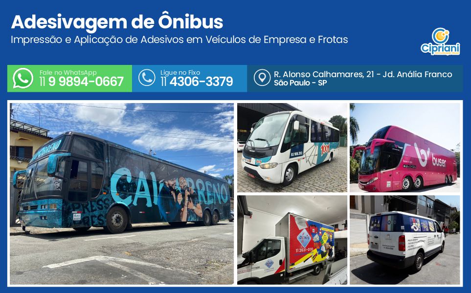 Adesivagem de Ônibus  | Cipriani Comunicação Visual em São Paulo SP