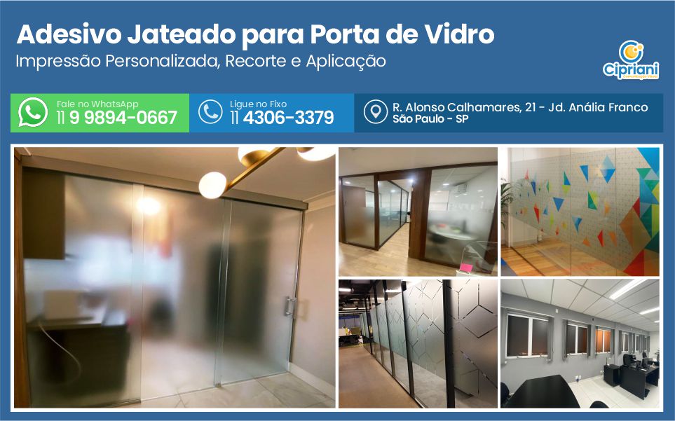 Adesivo Jateado para Porta de Vidro | Cipriani Comunicação Visual em São Paulo SP