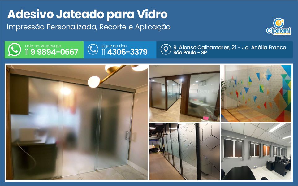 Adesivo Jateado para Vidro  | Cipriani Comunicação Visual em São Paulo SP