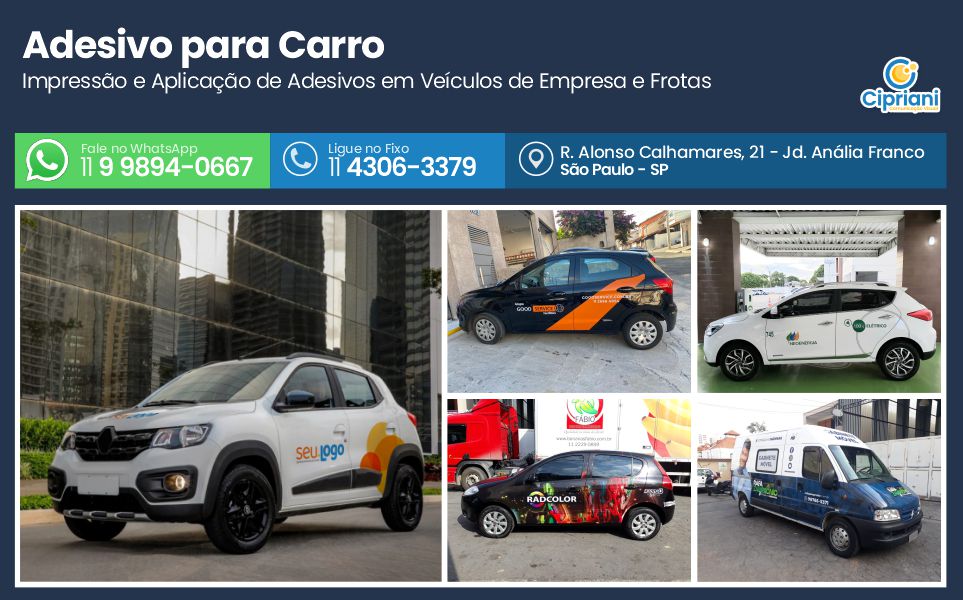 Adesivo para Carro  | Cipriani Comunicação Visual em São Paulo SP