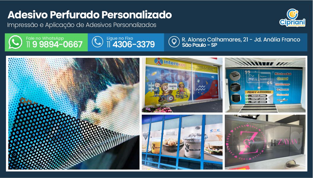 Adesivo Perfurado Personalizado  | Cipriani Comunicação Visual em São Paulo SP