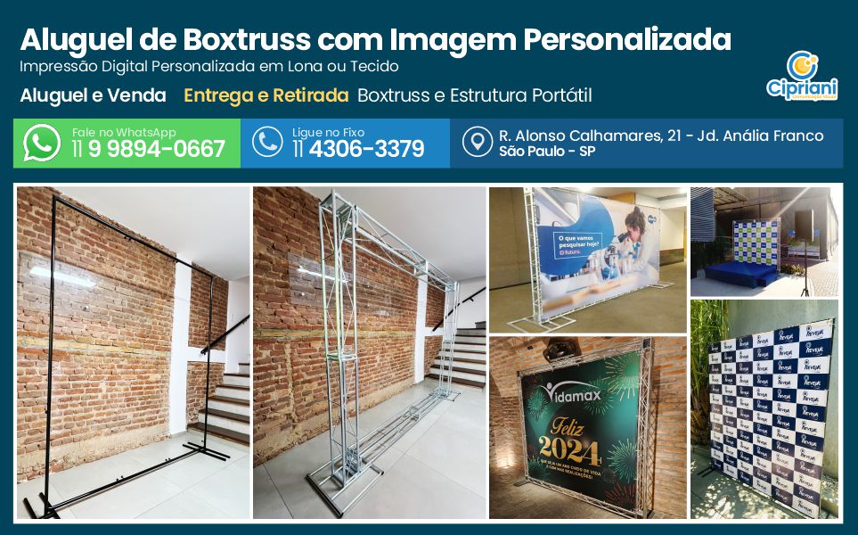 Aluguel de Boxtruss com Imagem Personalizada, Veja Detalhes 1 Imagem Aluguel de Boxtruss com Imagem Personalizada, Veja Detalhes 1 Imagem