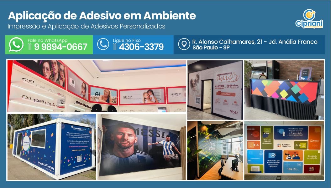 Aplicação de Adesivo em Ambiente  | Cipriani Comunicação Visual em São Paulo SP