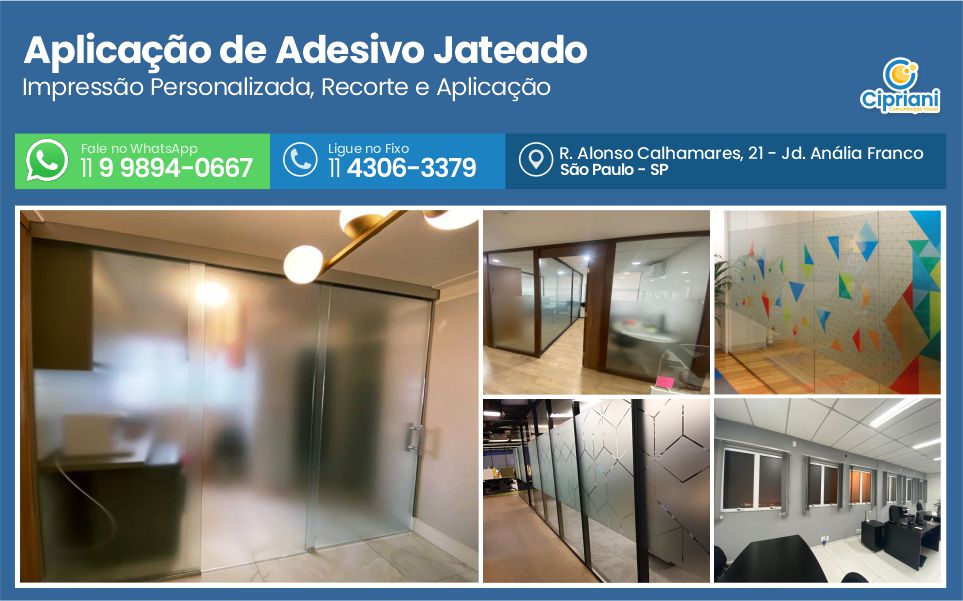 Aplicação de Adesivo Jateado | Cipriani Comunicação Visual em São Paulo SP
