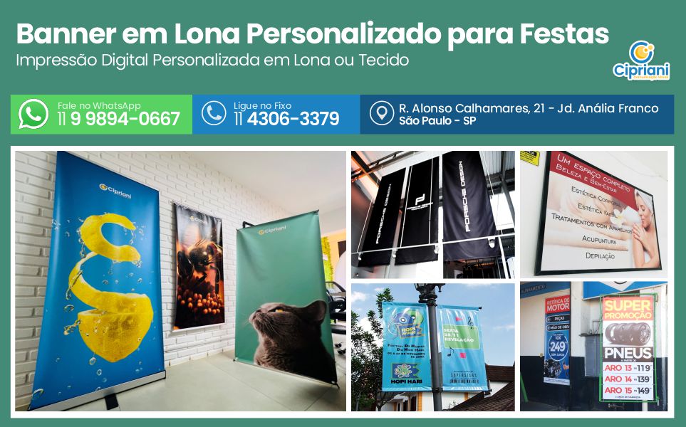 Banner em Lona Personalizado para Festas | Cipriani Comunicação Visual em São Paulo SP