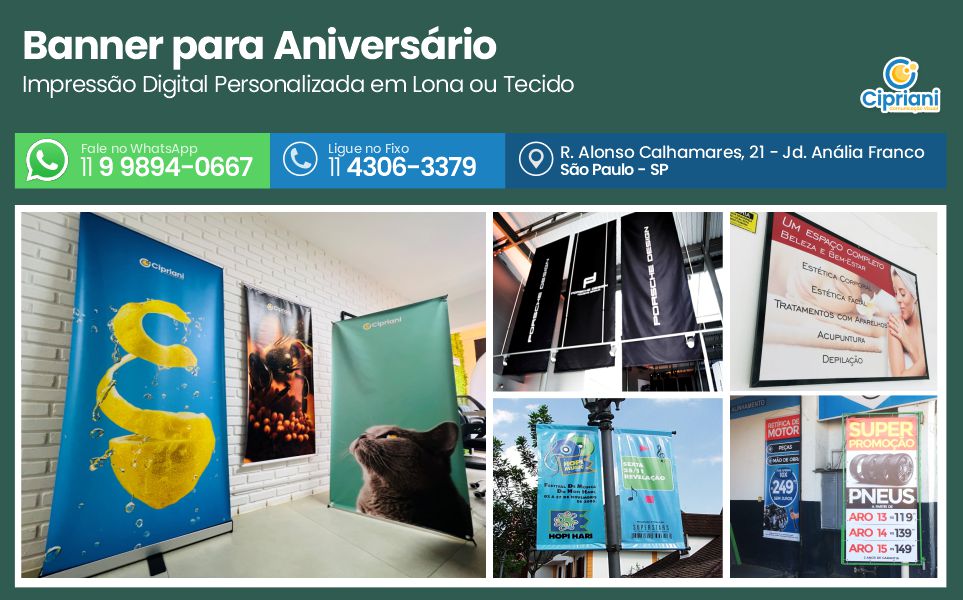 Banner para Aniversário em São Paulo, Veja nossos Serviços 1 Imagem
