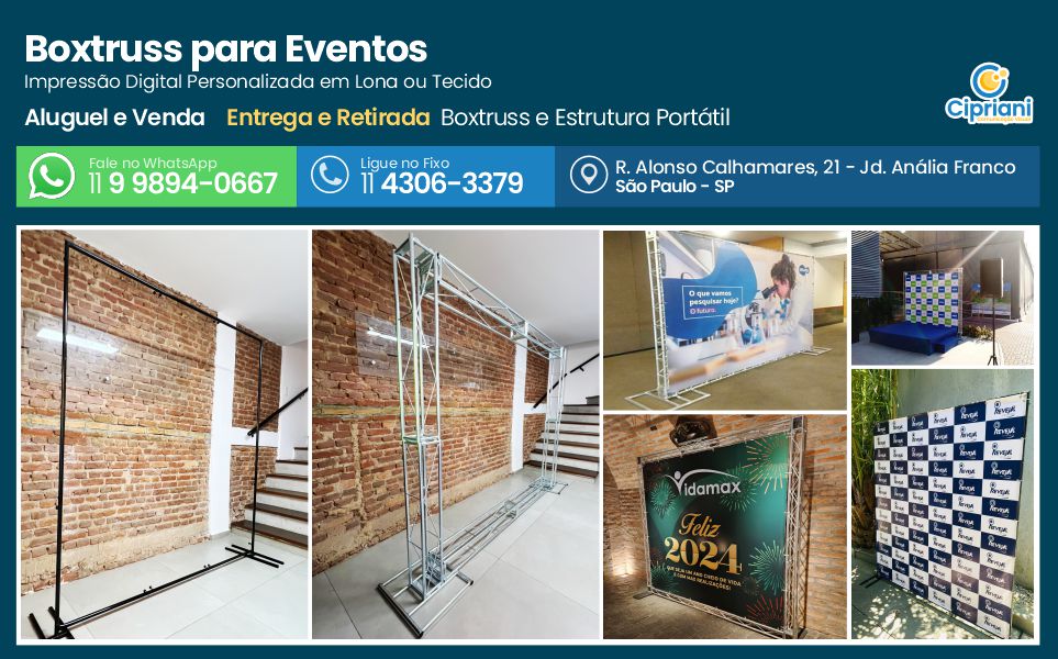 Boxtruss para Eventos, Impressão e Instalação sob Medida 1 Imagem Boxtruss para Eventos, Impressão e Instalação sob Medida 1 Imagem