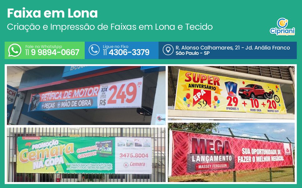 Faixa em Lona  | Cipriani Comunicação Visual em São Paulo SP