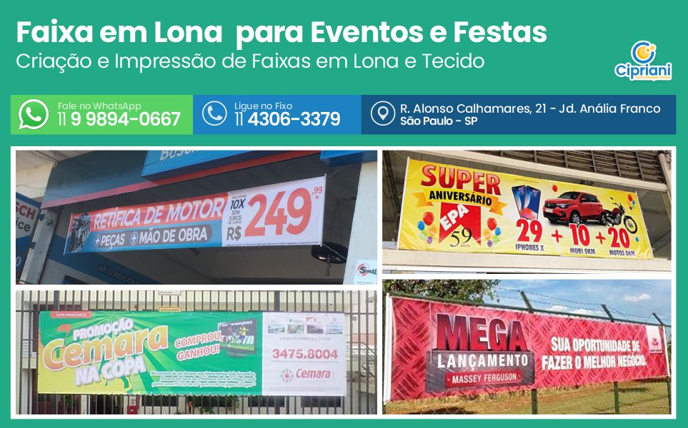 Faixa em Lona Personalizada para Eventos e Festas, Cotar 1 Imagem