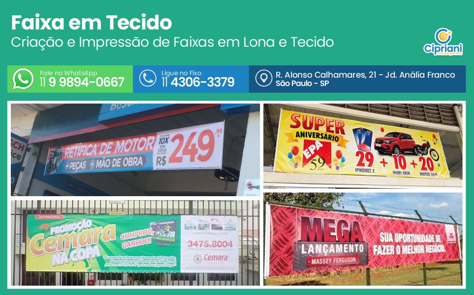 Faixa em Tecido  | Cipriani Comunicação Visual em São Paulo SP