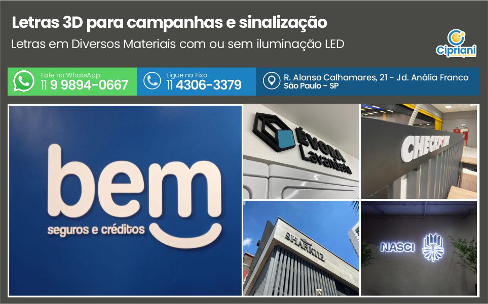 Letras 3D para campanhas e sinalização, Orçamento Online 1 Imagem Letras 3D para campanhas e sinalização, Orçamento Online 1 Imagem