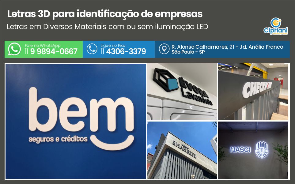 Letras 3D para identificação de empresas, Fazemos sob Medida 1 Imagem Letras 3D para identificação de empresas, Fazemos sob Medida 1 Imagem