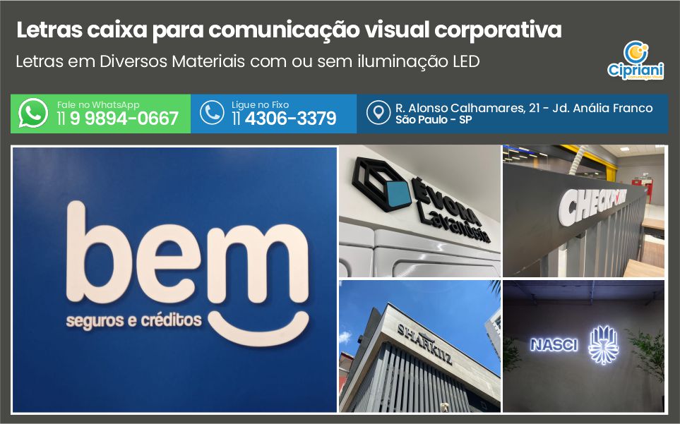 Letras caixa para comunicação visual corporativa, Visite nos 1 Imagem Letras caixa para comunicação visual corporativa, Visite nos 1 Imagem