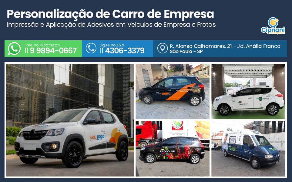 Personalização de Carro de Empresa  | Cipriani Comunicação Visual em São Paulo SP