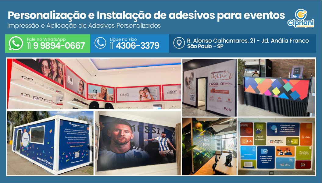 Personalização e Instalação de adesivos para eventos | Cipriani Comunicação Visual em São Paulo SP