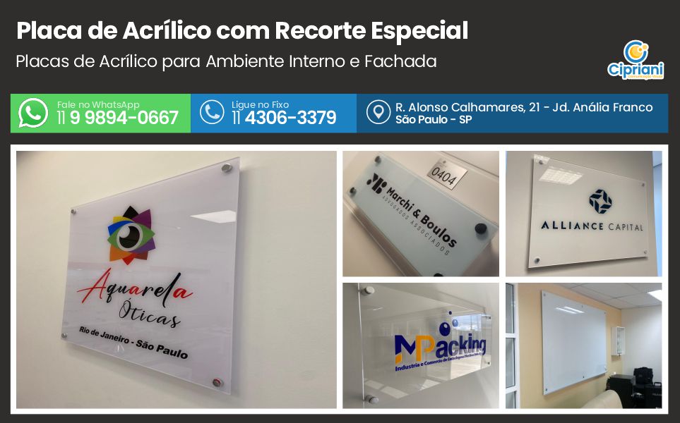 Placa de Acrílico com Recorte Especial em São Paulo 1 Imagem Placa de Acrílico com Recorte Especial em São Paulo 1 Imagem