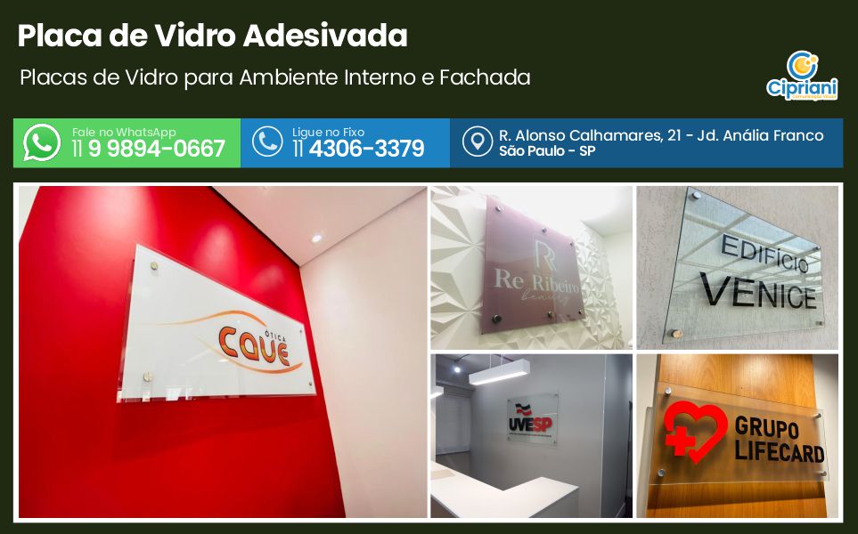 Placa de Vidro Adesivada em São Paulo, Descubra Mais 1 Imagem Placa de Vidro Adesivada em São Paulo, Descubra Mais 1 Imagem