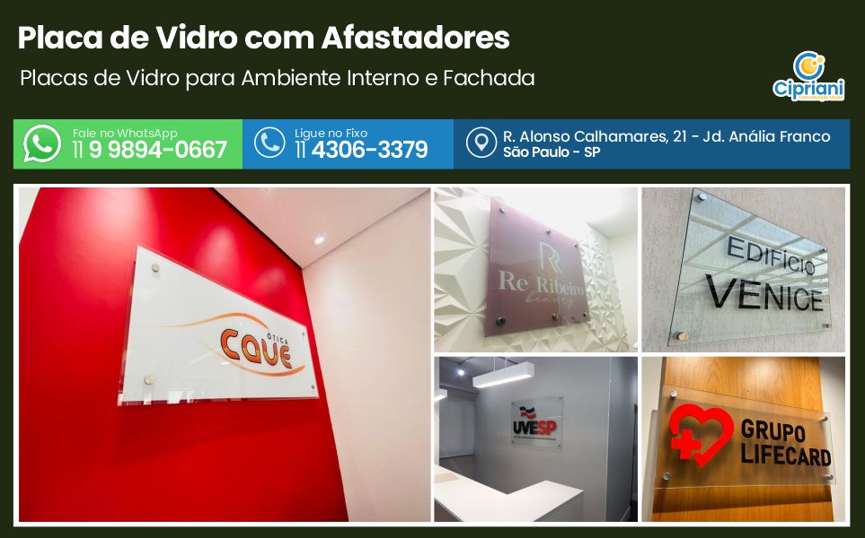 Placa de Vidro com Afastadores em São Paulo, Veja Online 1 Imagem Placa de Vidro com Afastadores em São Paulo, Veja Online 1 Imagem